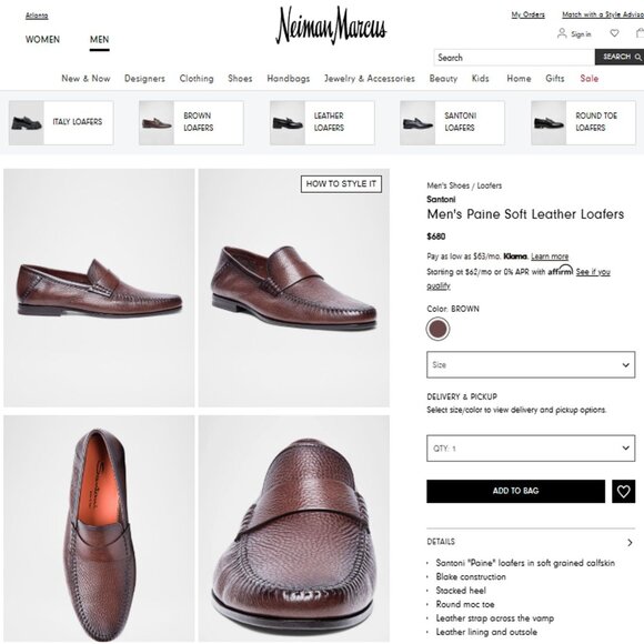 Santoni Italy Soft Black Deerskin Mens size 10.5 Paine Strap Loafers Dress Shoes - Picture 5 of 11